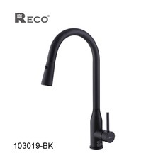 愛琴海廚房 美國RECO 103019-BK 霧面黑色 加高 LF無鉛 伸縮龍頭 吧檯 304不鏽鋼毛絲 原廠保固, 1個