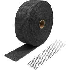 VOVAH 2인치 x 50인치 배기 열 랩 롤 스테인리스 타이 포함 오토바이용 유리 섬유 차폐 테이프 (파란색), 1 Pack, Titanium, 1개