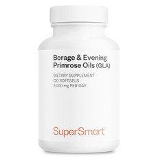 SuperSmart - 보리지 및 달맞이꽃 (고효능) - GLA 오일 감마 리놀렌산 콜드 프레스 - 비타민 E 보리지 오일 및 달맞이꽃 오일 보충제 | GMO 프리 및 글루텐, 1개