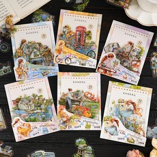 Kesari PET 씰 콜라주 소재 포장 레트로 세련된 소녀 귀여운 성인 씰 북 방수