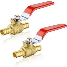 PEX 크림프 볼 밸브 12인치 풀 포트 차단 밸브2개 세트 노란 손잡이VALVE0072개, 2, 빨간 손잡이