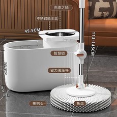 拖把家用幹濕兩用一拖淨加大旋轉加厚免手洗懶人甩幹拖地墩布神器, 1個, 加强杆 金属篮【2个原装头】