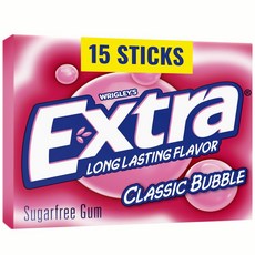 엑스트라 레글리스 클래식 버블 무설탕 껌 15개입 Extra Wrigley's Classic Bubble Sugarfree Gum 15 Count, 1개