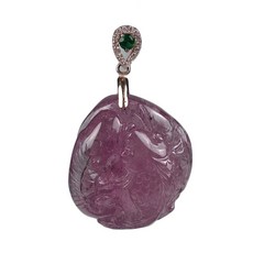 博古珍藏 紫碧璽年年有魚墜子 13公克 項鍊佩飾 色濃透光 頂級珠寶寶石 附鑑定書