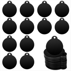 25 팩 둥근 알루미늄 블랭크 태그 검은 스탬핑 블랭크 조각 블랭크 디스크 금속 블랭크 키 체인 개 태그, Black, 검은색