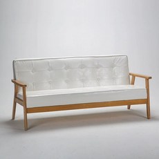 3인 가죽 소파 대기의자 대기실 와이드 레자, 싱글 + 더블 + 4인용 좌석, 내추럴 우드 터프 화이트 가죽