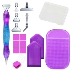 보석십자수 LED led 도구 드릴 페인팅 액세서리 스테인레스 수지 금속 팁 포인트 키링 아트 펜 DIY 스틸, A_스타 퍼플 세트, 1개