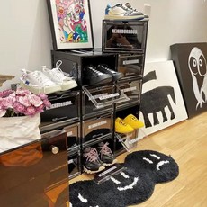 투명 신발 보관함, 25x35x18cm, 블랙