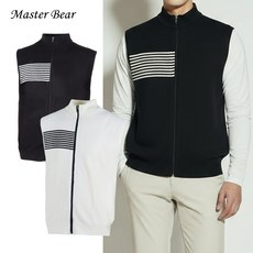 마스터베어 남성 골프 스트라이프 집업 조끼 MB940