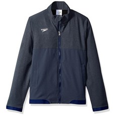 Speedo 유니 아동용 재킷 풀 지퍼 테크 팀 웜업 청소년 226301 7312427327, Large, 네이비