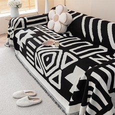 술이 달린 Boho 스타일 셔닐 실 소파 타월 양면 거실 캠핑 피크닉 대형 담요 레저 릴렉스 비치, 14 180X130cm, 04 Black