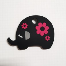 可愛大象造型掛飾 附皮革繩, 黑色鑰匙套, 1個