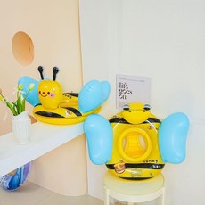 嬰兒幼兒童蜜蜂造型游泳圈 充氣寶寶坐圈 水上玩具, 小蜜蜂座圈適合2 4歲 55斤以內, 1個