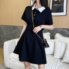 여성 여름 원피스 카라넥 심플 슬림핏 미니원피스 캐주얼 데일리 반팔