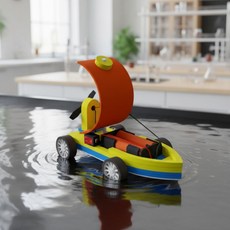 수륙양용 돛단배 만들기 (1인용) 스위치형 돗단배 전동 모터 풍력 바람 과학 교구 조립