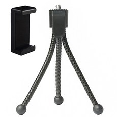 메탈바디 관절 스마트폰 미니 삼각대, 1개, 블랙(파워 거치대 포함)