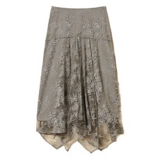 트윈셋 레이스 비대칭 미디 스커트