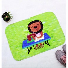 【文創5款】地墊 腳踏墊 插畫家文創踏墊 KAMI創作森林 40*0cm 吸水 止滑 防滑 踏墊 小雄媽, 1個, 地墊-小裁縫獅
