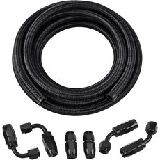 이블 에너지 8AN 연료 라인 키트 나일론 땋은 호스 피팅 키트 CPE 12FT 블랙, Black, 12AN 12FT