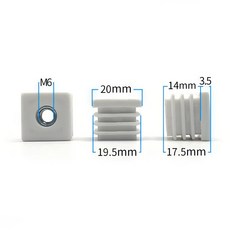 10 또는 5pcs M5 M6 M8 너트 구멍이있는 플라스틱 사각 파이프 플러그 블랭킹 엔드 인서트 캡 커버 가구 다리 피트 튜브, 20MM M6 10pcs B