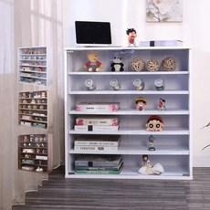 BuyJM MIT可堆疊六層低甲醛強化玻璃寬80cm展示櫃 模型公仔收納櫃, 漂流木,實木腳款