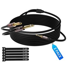 Kxable 1/8 ~ 듀얼 1/4 스테레오 케이블 4.5m(15피트) 3.5mm TRS - 2 x 6.35mm TS 모노 Y 스플리터 오디오 코드 어댑터 무산소 구리 O, 10 Feet (2 Pack), 1/4 to Dual 1/4 Cable