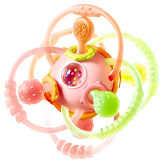 曼哈頓手抓球 嬰兒咬牙膠 固齒器 曼哈頓球 磨牙 新生兒手搖鈴 寶寶固齒器, 1個, 【柔軟抗菌款】曼哈頓球-防丟繩+收納盒