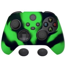 Xbox Series X/S 컨트롤러용 PlayVital 투명 클리어 화이트 퓨어 시리즈 미끄럼 방지 실리콘 커버 스킨 엄지 그립 캡이 있는 코어 무선 소프트 고무 케이스 프로텍, T Green & Black