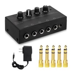 일렉기타헤드폰앰프 기타 미니 헤드폰 앰프 HA400 초소형 스테레오 오디오 전원 어댑터 포함 음악용 이어폰 10MHz 4 채널, 3) Black US Plug, 1개