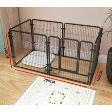 강아지 애견펜스 케이지 펜스 실내 휀스 야외견사 고양이, 광택 블랙 6개 200x100x120