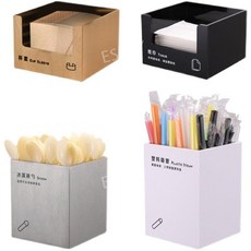 업소용냅킨 카페 스테인레스 상자 상업 박스 스토리지 컵 숍 빨대통 세트, 2칸 밀짚 상자