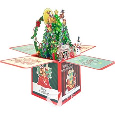 聖誕交換禮物 新款立體創意聖誕節賀卡3D彈出式立體盒聖誕卡片, 1個