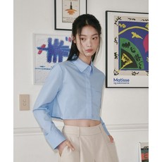 SALT AND CHOCOLATE SAC 로고 링클프리 크롭 셔츠 스카이블루 4W2317001 257696