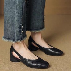 메리제인 플랫 슈즈 발편한 스틸레토 펀칭 샌들 여성단화 3cm