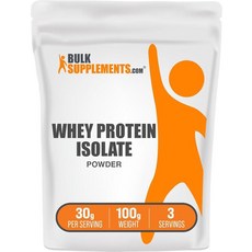 BulkSupplements.com ISO 분리 유청 단백질 파우더 무향 분리 유청 단백질 90% 함유 100g, 3.5 Ounce (Pack of 1), 1개