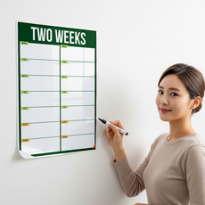 월픽스 붙이는 화이트보드 시트지 점착식 3초 탈부착형, 화이트시트 2주계획표 그린