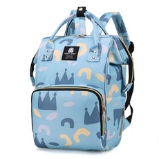 엄마 가방 엄마와 아기 외출 가볍고 가성비가 높으며 패셔너블하고 다기능적이며 대용량 엄마용 새로운 핸드 투 백팩, 크라운 블루  비디오 모델