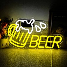 생맥주 네온사인 LED 맥주조명 홈바 호프집 인테리어 무드등 감성소품, 3_맥주 40x24cm 5V USB
