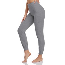 Famulily 여성용 아늑하고 부드러운 퍼지 팬츠 따뜻한 겨울 라운지웨어 캐주얼 하이 웨이스트 파자마 커프 포함 카키