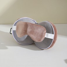 무무비 목배개 수면안대 일체형 기내용 차량용 목쿠션 휴대용 미니쿠션, 브라운