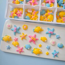 물고기 불가사리 바다 생물 초콜릿 케이크 디저트 데코 장식 96개입, 옵션 07