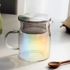 티온 내열유리 차주전자 저그+거름망뚜껑세트 티포트, 1개, 500ml, 오로라