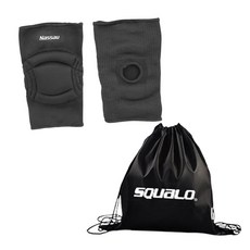 NS 배구 쿠션 무릎보호대 PU스펀지폼 충격흡수 고탄력, 블랙 + SQUALO 가방