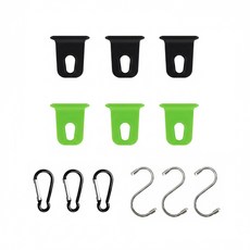 카라반 캠핑카 RV용 레일 어닝 고리 행거 후크 세트, 3. 검정3개 + 연두3개 + 비너3개 + S고리3개