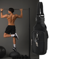 크로마티코 2중 강력 10p 자석 부착형 헬스 물병 가방 파우치, 1개, 블랙