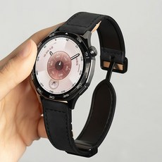 홈해락 갤럭시워치 4 5 6 7 가죽 시계줄 스트랩 20mm, 블랙, 1개