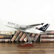 飛機模型 46CM星空聯盟空客A380仿真飛機模型民航客機模型收藏禮品擺件 航模客機 仿真原型機 航空模型, 1個, 46CM星空聯盟空客A380仿真飛機模型