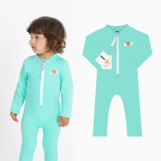 베이비솔 민트비숑 유아 아동 수영복 올인원 래쉬가드 민트 남아 여아