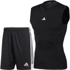 아디다스 민소매 나시티 반바지 운동복 세트 남여공용 헬스복 + ALS 마스크