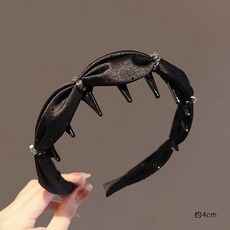 MOYI 緞面褶皺水鑽帶齒髮箍 通勤洗臉頭飾, 1個, 褶皺水鑽頭箍